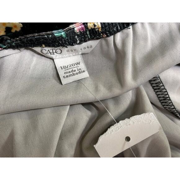 Cato Velvet Peasant Blouse 18/20W Black Pink Rose Floral Cottage Core Coquette - Picture 3 of 7